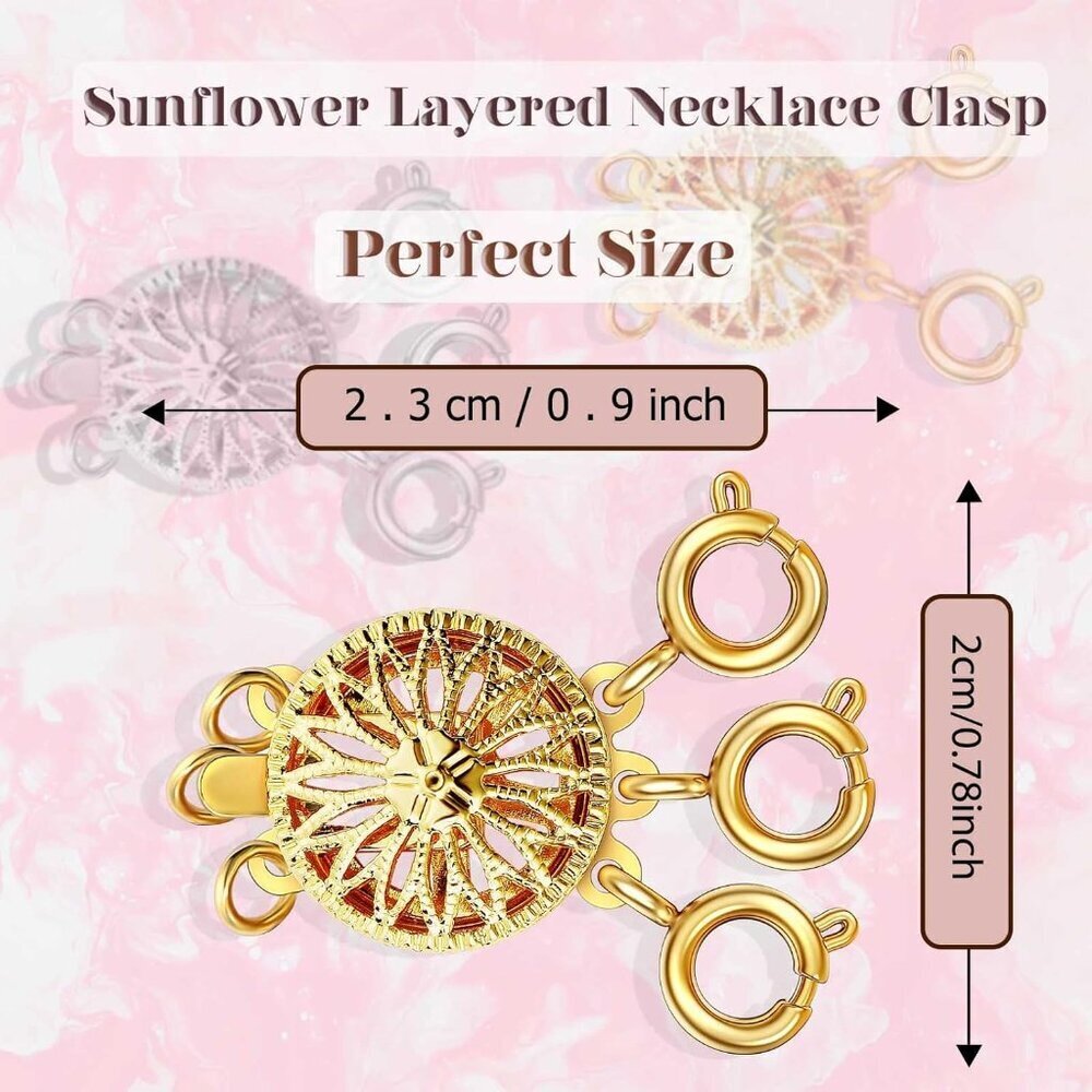 Layered Necklace Clasp for Women Slide Jewelry Lock Silver & 14k Gold Jewelry Br - Picture 2 of 6